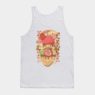 Cute strawberry and cherry ice cream bubble head cutie Tank Top